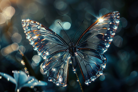 小飞虫水珠滴在蝴蝶翅膀上设计图片