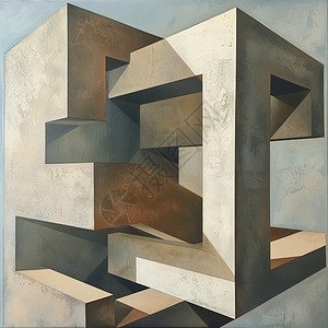创意抽象立方体绘画中心的几个小立方体插画