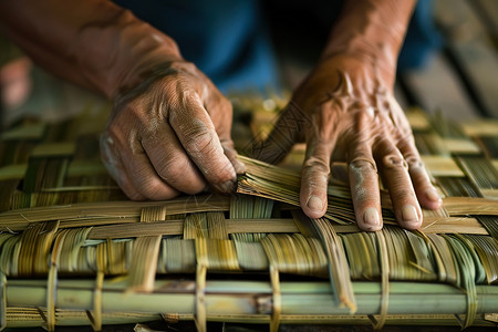 手工编织的竹篮子高清图片