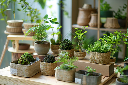 室内花盆桌子上的植物背景