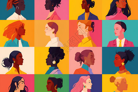 女性色彩多彩人物设计插画