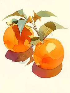 翠鸟水彩画美味的柿子插画
