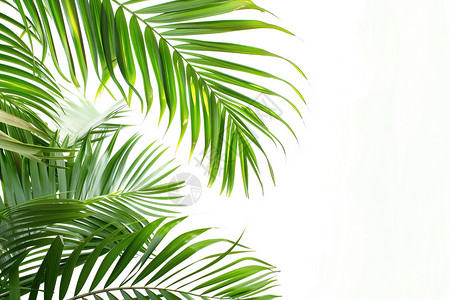 棕榈滩翠绿的棕榈叶插画