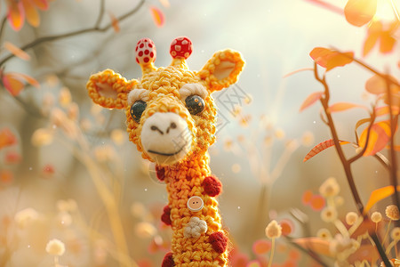 毛线玩具可爱毛线长颈鹿插画