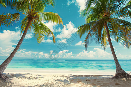 椰子树标题户外沙滩上的椰子树背景