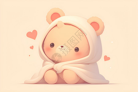可爱小熊裹在毯子里高清图片