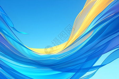 黄色壁纸抽象蓝色线条插画