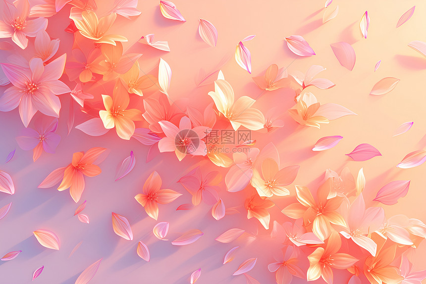 阳光里的粉色花朵图片