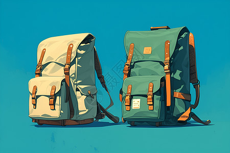 旅行包两只背包插画
