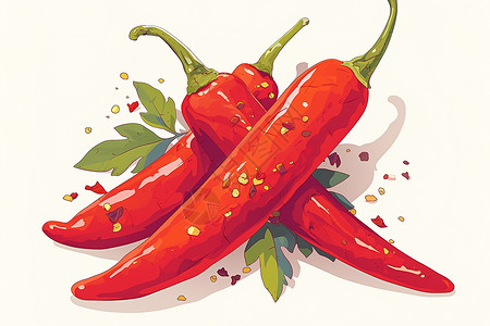美味蔬菜鲜艳的红辣椒插画