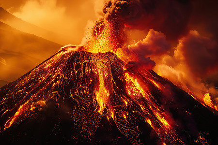 冰岛火山火山喷发的浓烟插画