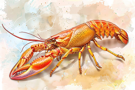 海鲜龙虾素材香喷喷的龙虾插画