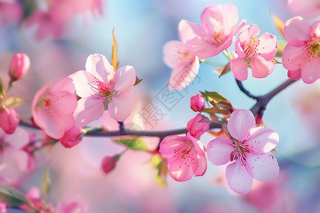 海棠花枝花枝上的花朵背景