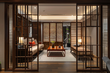 中式古典沙发中国风古典客厅背景