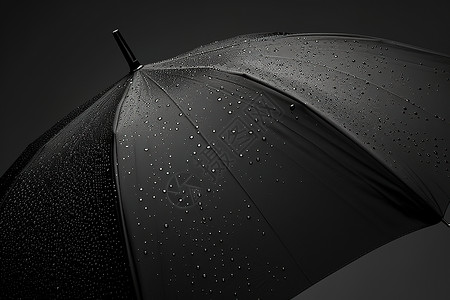 黑伞黑色雨伞上的水滴插画