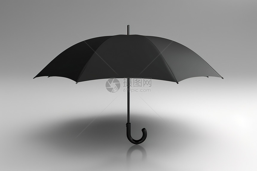 打开的黑色雨伞图片