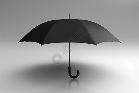 黑伞打开的黑色雨伞插画