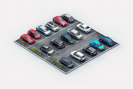 车辆自动识别整齐的停车场插画