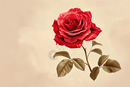 玫瑰花植物红色的玫瑰花插画
