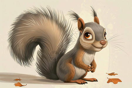 可爱松鼠素材落叶间的松鼠插画