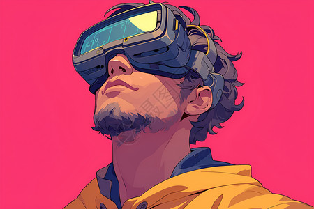 科技VR技术体验VR技术的男人插画