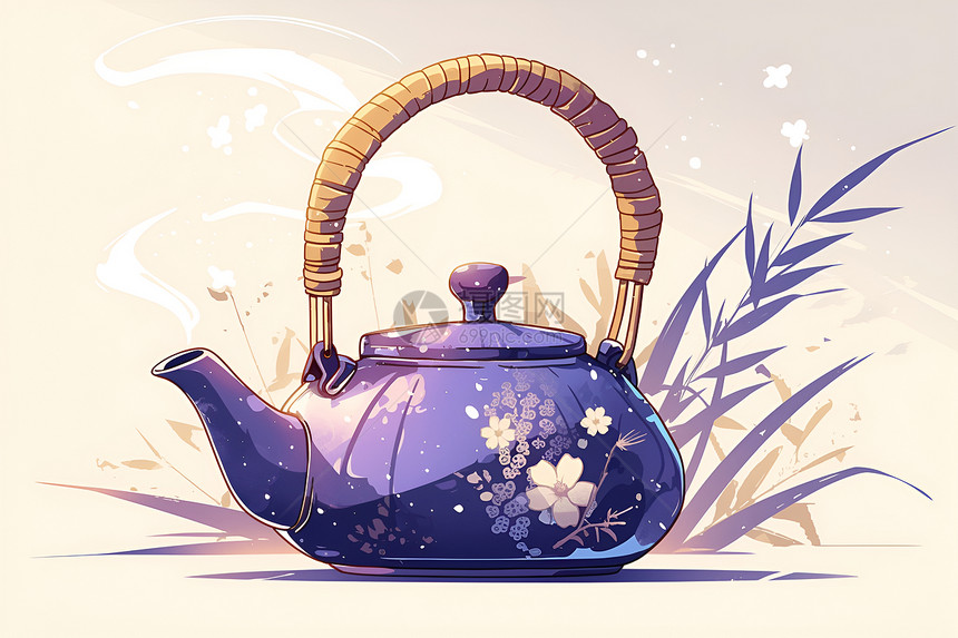 中国风紫色茶壶图片
