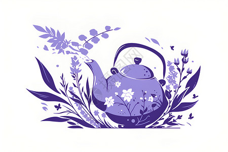 日式茶壶日式紫砂茶壶插画