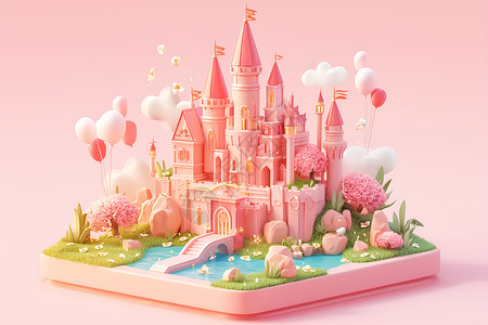 童话粉色粘土城堡背景图片