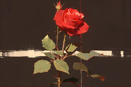 鲜艳的红玫瑰插画