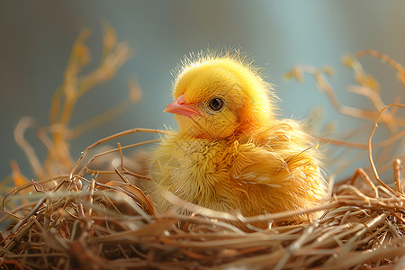 可爱嘟嘟小鸡草堆里的小鸡背景