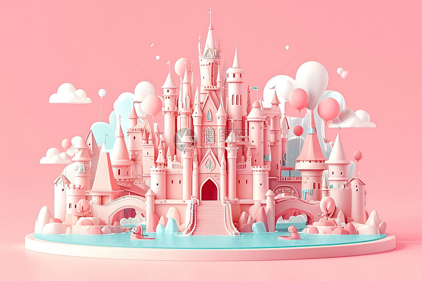 童话粉色城堡图片