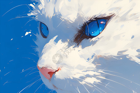 蓝眼白猫插图高清图片