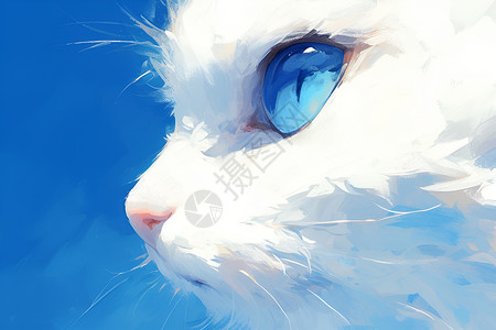 吃瓜的小猫蓝眼白猫插画