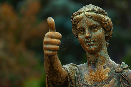 女人大拇指铜雕像竖起的大拇指插画