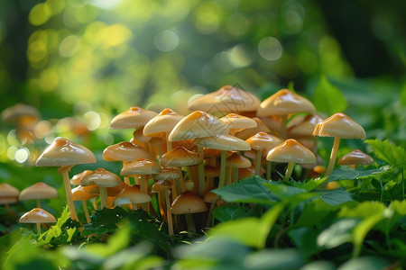 草地上长着蘑菇高清图片
