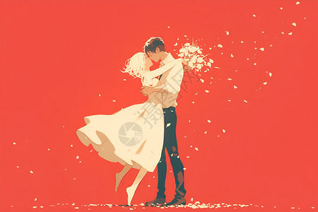 新郎新娘拥抱亲吻背景图片