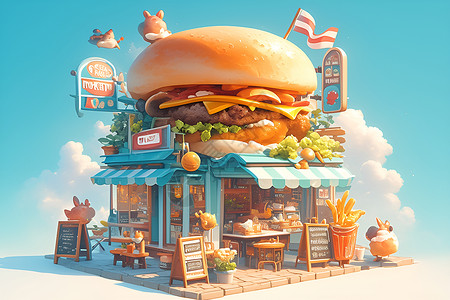 美味汉堡主题建筑背景图片