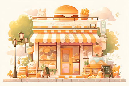 汉堡主题的商店背景图片