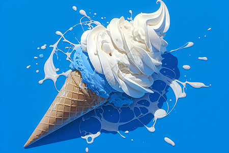 蓝色冰激凌蓝色背景上的冰淇淋插画