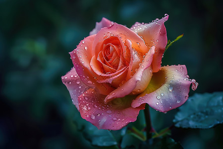 微型月季花瓣上的雨滴背景