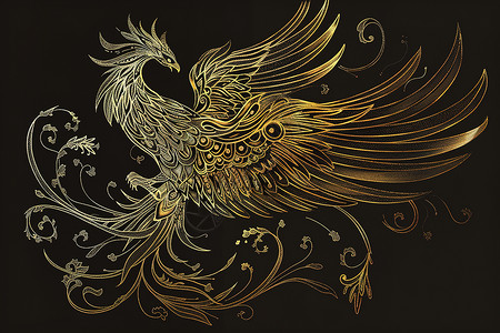 凤凰金色的鸟插画