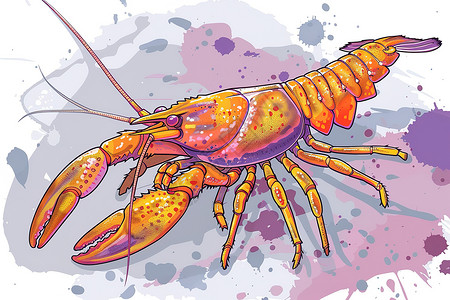 龙虾刺身美味的小龙虾插画