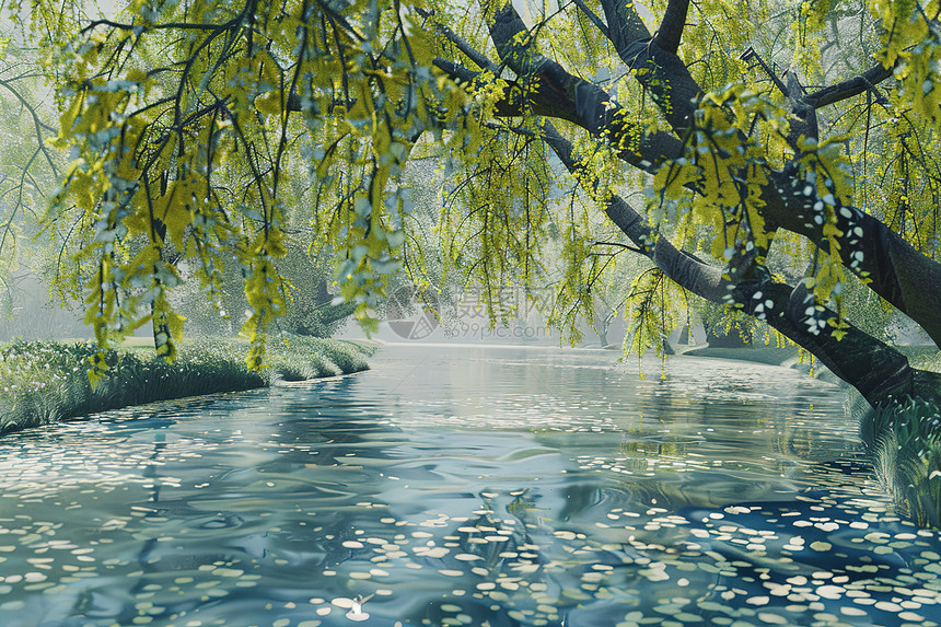 河边的柳树图片