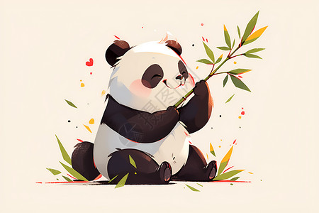 拿着竹子的熊猫高清图片