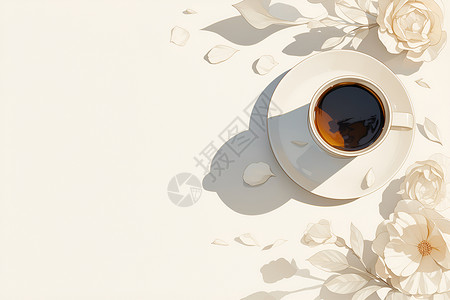 花朵间的咖啡背景图片