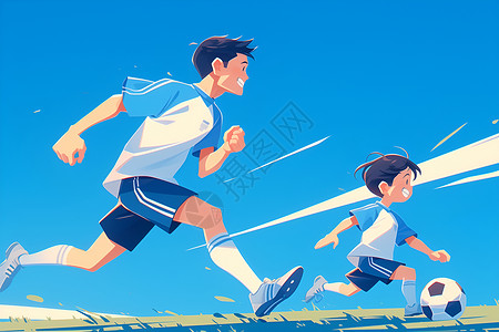 报足球运动天空下的足球运动插画