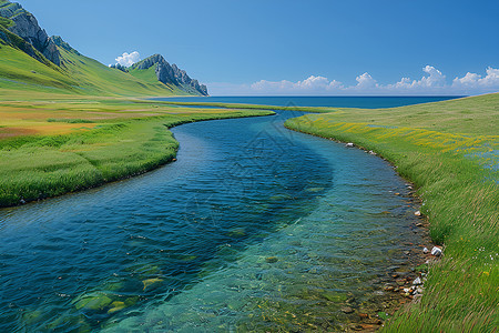 纯净蓝天青海湖的自然美景背景