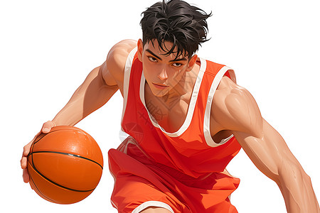 卡通篮球人物亚洲篮球运动员插画