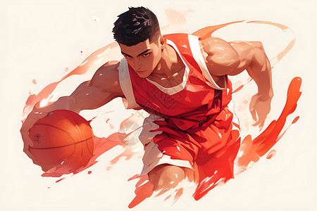 卡通打篮球的人物打篮球的男孩插画