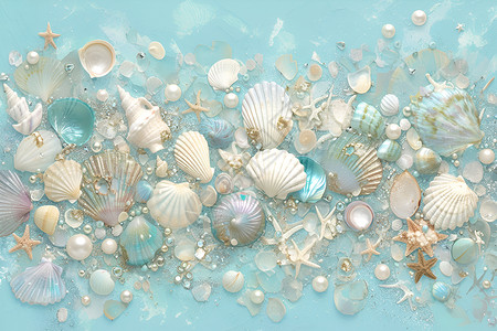 海洋里的贝壳背景图片